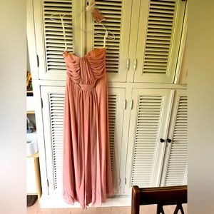 pretty Dessy Bridesmaid dress strapless or attachable straps  hemmed for 5’1”